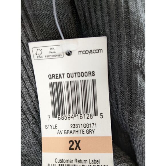 Style & Co Blouse 2X Gray Lace Trim Hi Low Plus Long Sleeves Side Slit Crochet - Picture 5 of 11